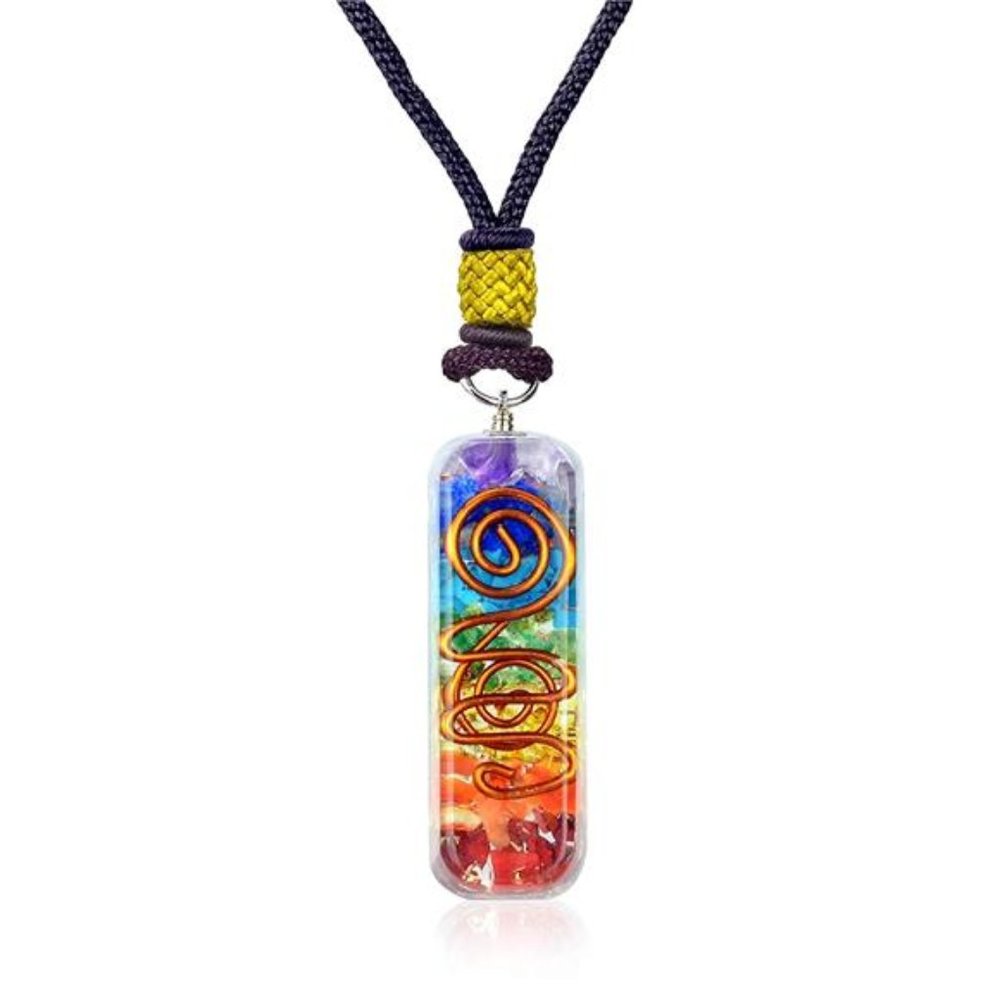 Chakra Healing Pendant with Adjustable Cord, 7 Chakra Stones Spiritual Necklace